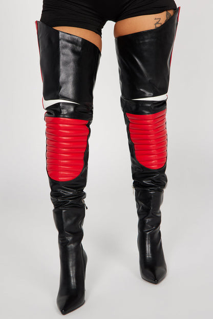 Need For Speed Over The Knee Heeled Boots - Red