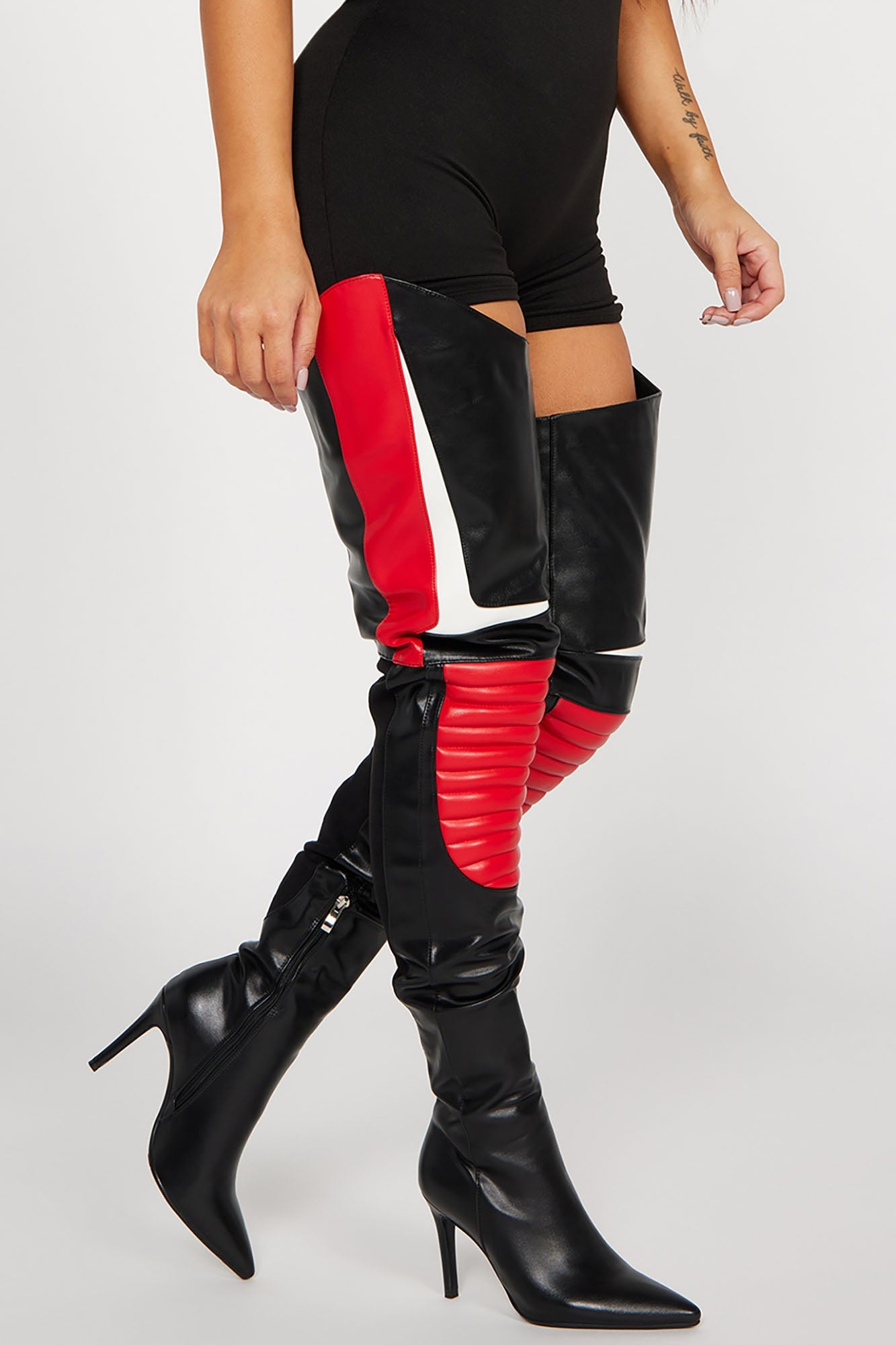 Need For Speed Over The Knee Heeled Boots - Red