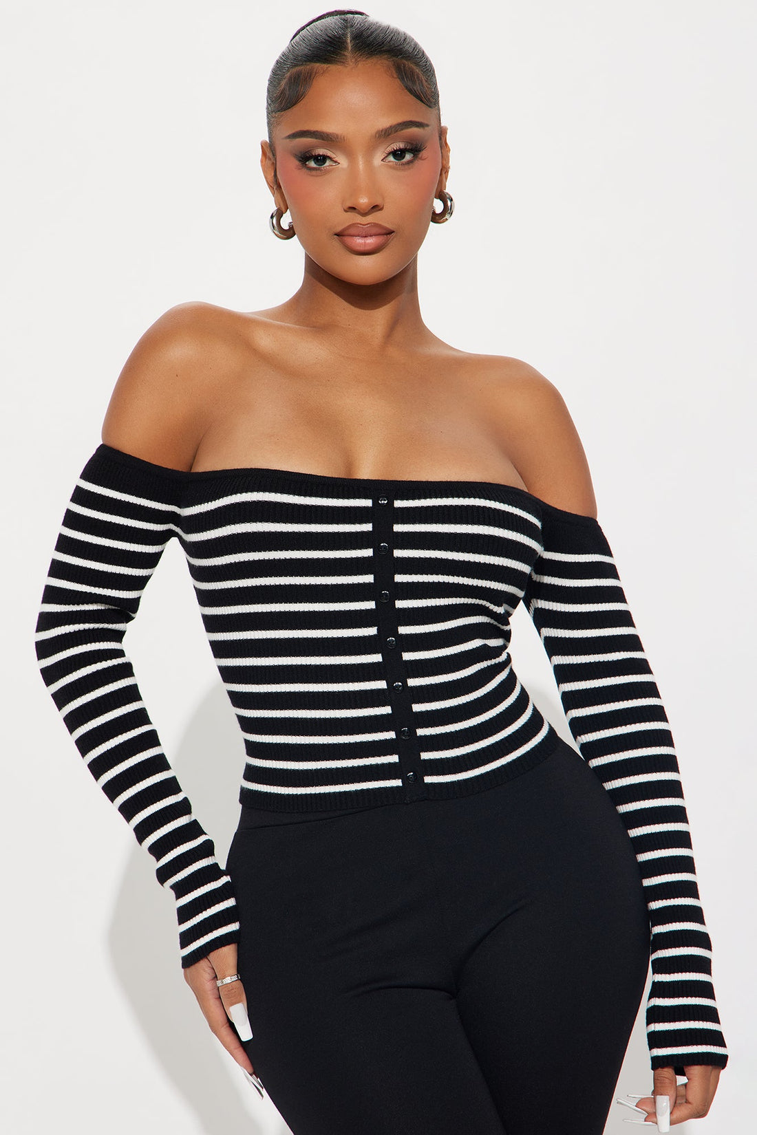 Layla Striped Sweater - Black/White
