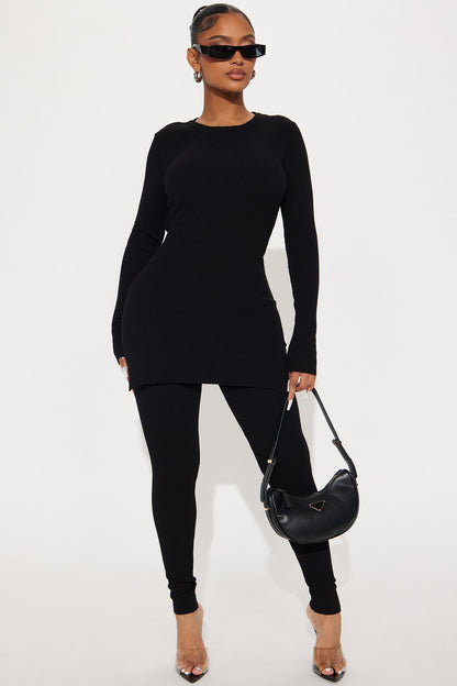 Hidden Agenda Sweater Legging Set - Black