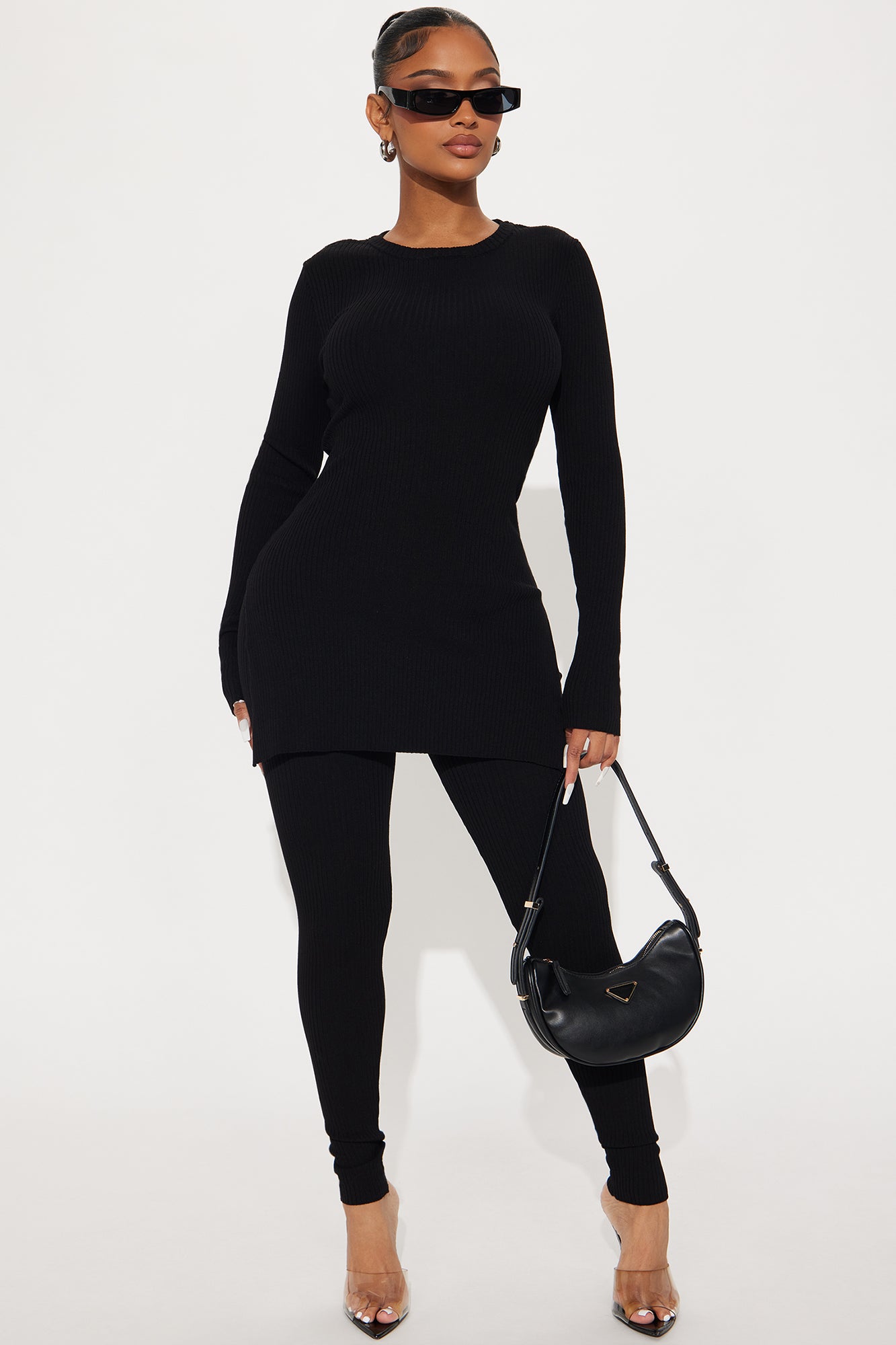 Hidden Agenda Sweater Legging Set - Black