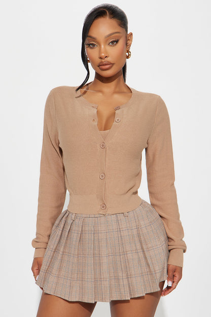 Rhode Island 2 Piece Cropped Cardigan Sweater - Beige