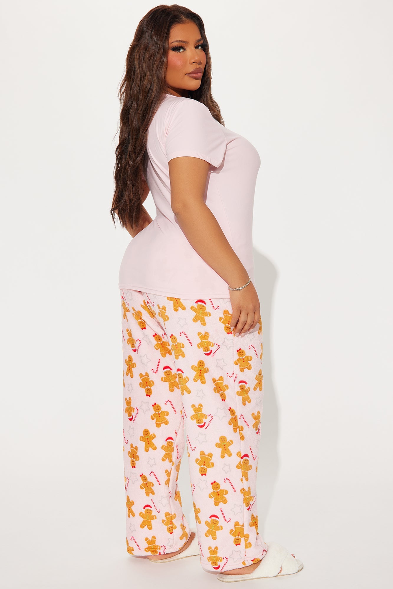 Jolly Gingerbread Plush PJ Pant Set - Pink/combo
