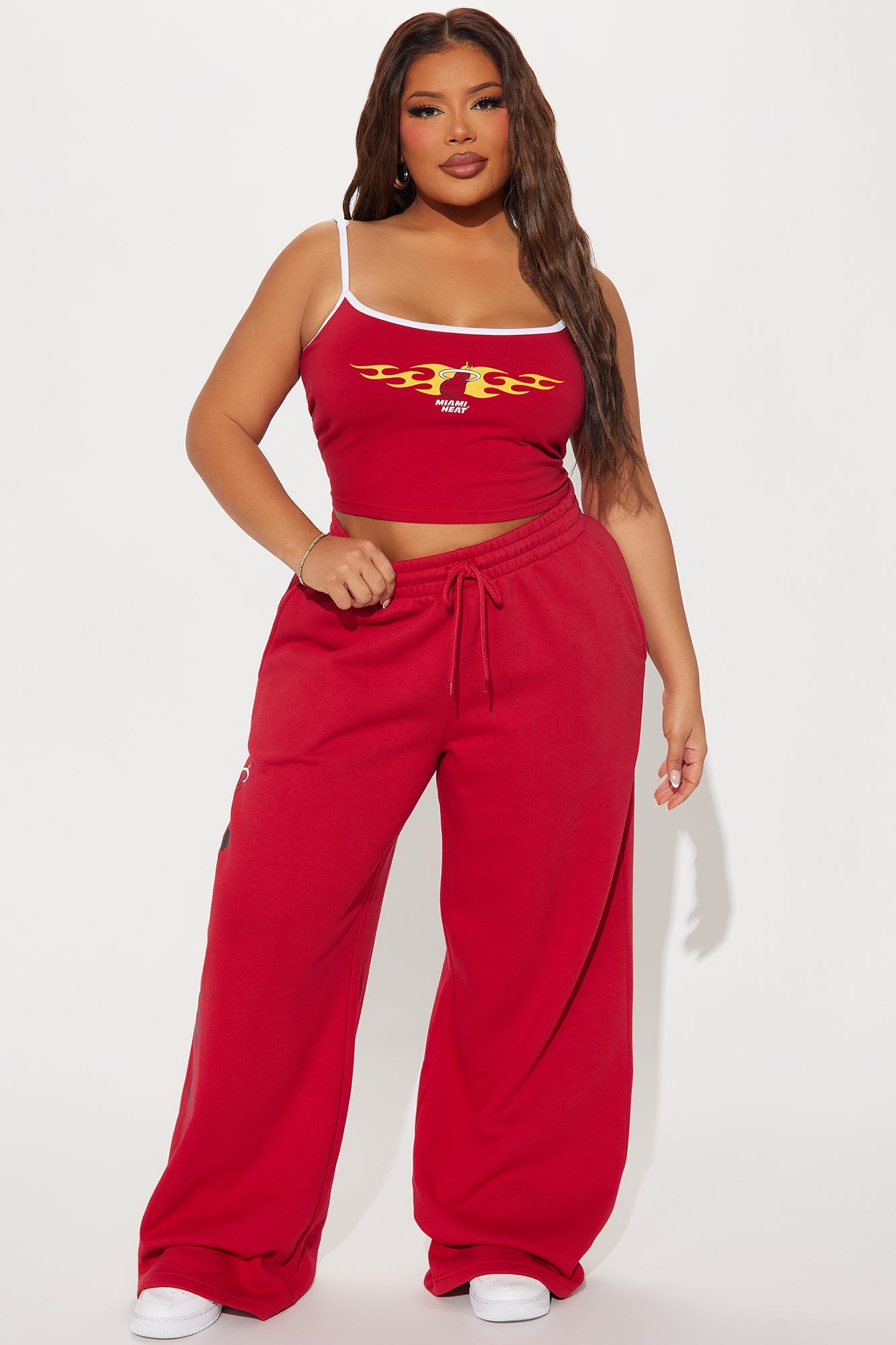 Miami Heat Warm Up Wide Leg Pant - Red