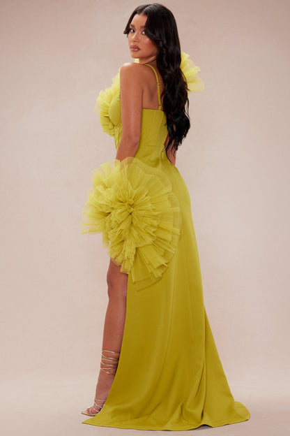 Sarafina Ruffle Maxi Dress - Chartreuse