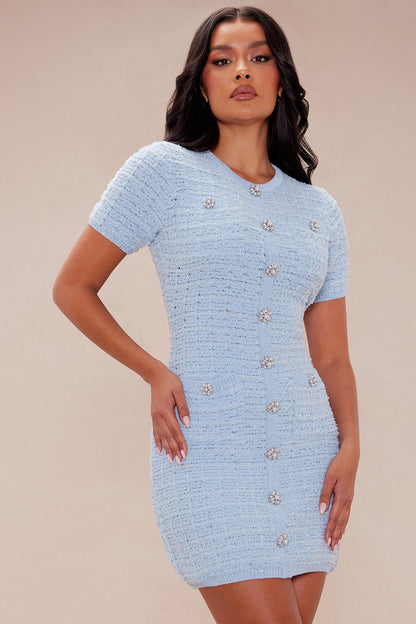 Sadie Sweater Mini Dress - Blue