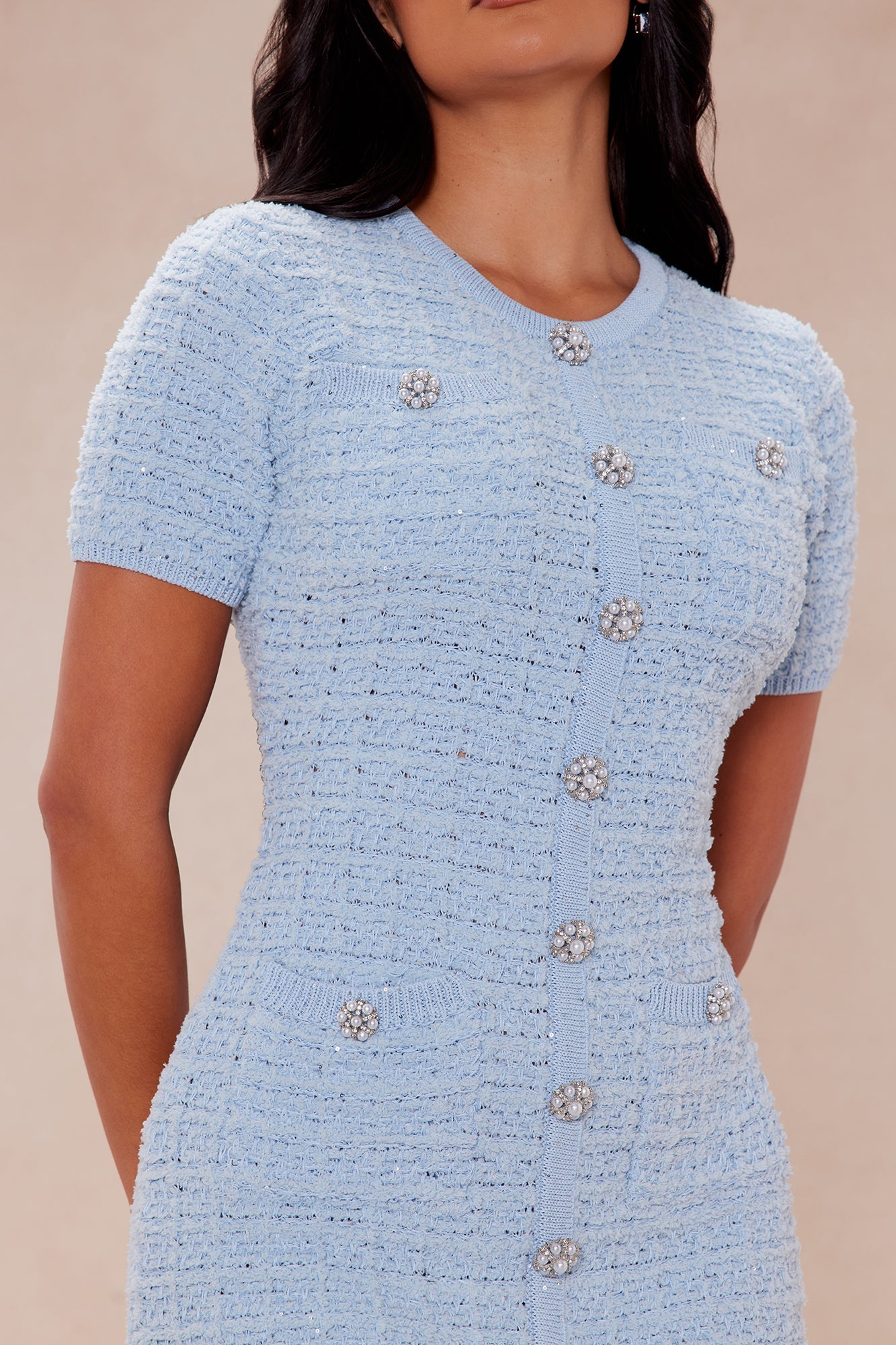 Sadie Sweater Mini Dress - Blue