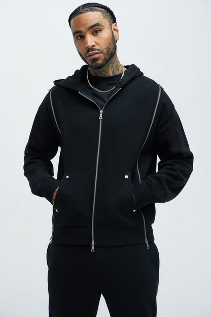 Tyson Sleaze Studded Zip Up Hoodie - Black