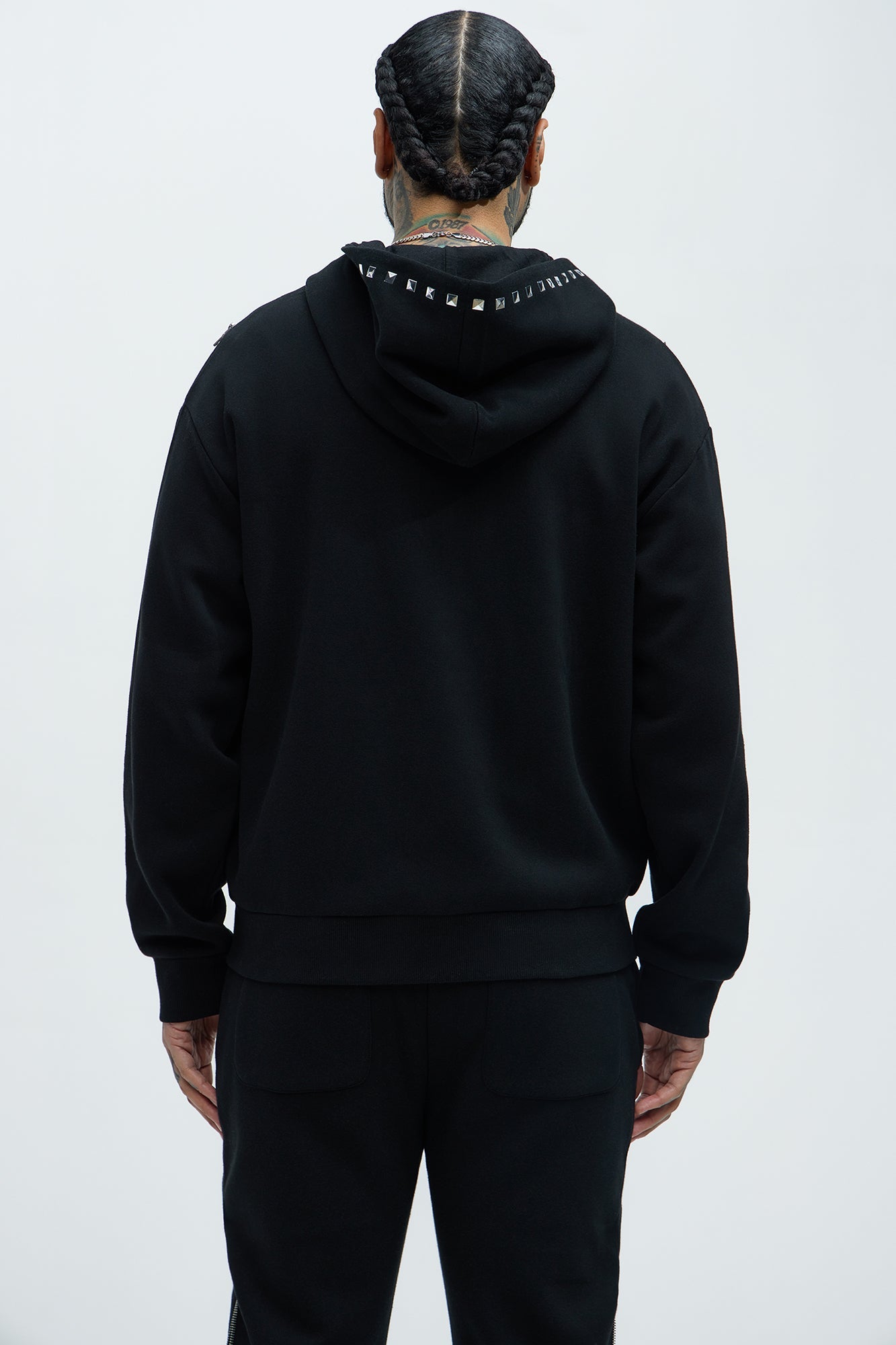 Tyson Sleaze Studded Zip Up Hoodie - Black