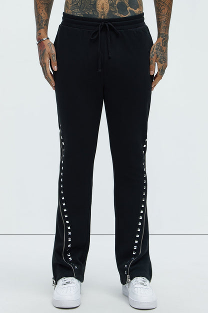 Tyson Sleaze Studded Skinny Flare Sweatpants - Black