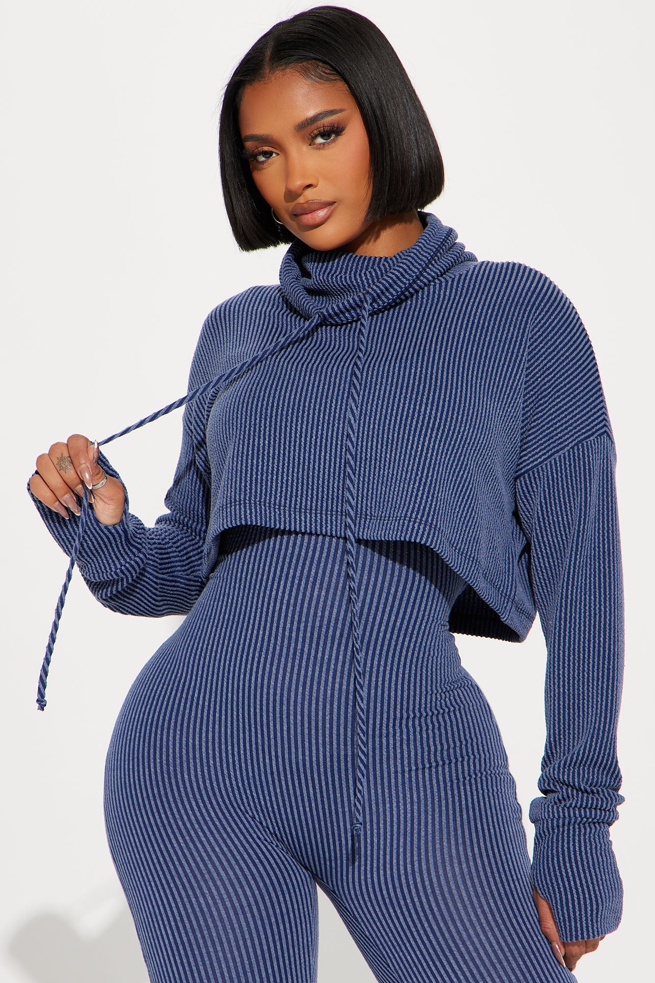 Thinking It Over 2 Piece Jumpsuit Set - Navy
