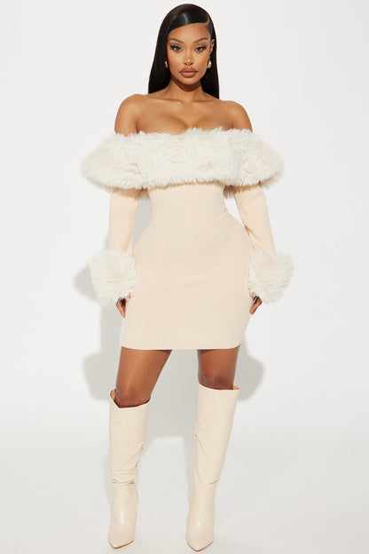 Maci Sweater Mini Dress - Beige