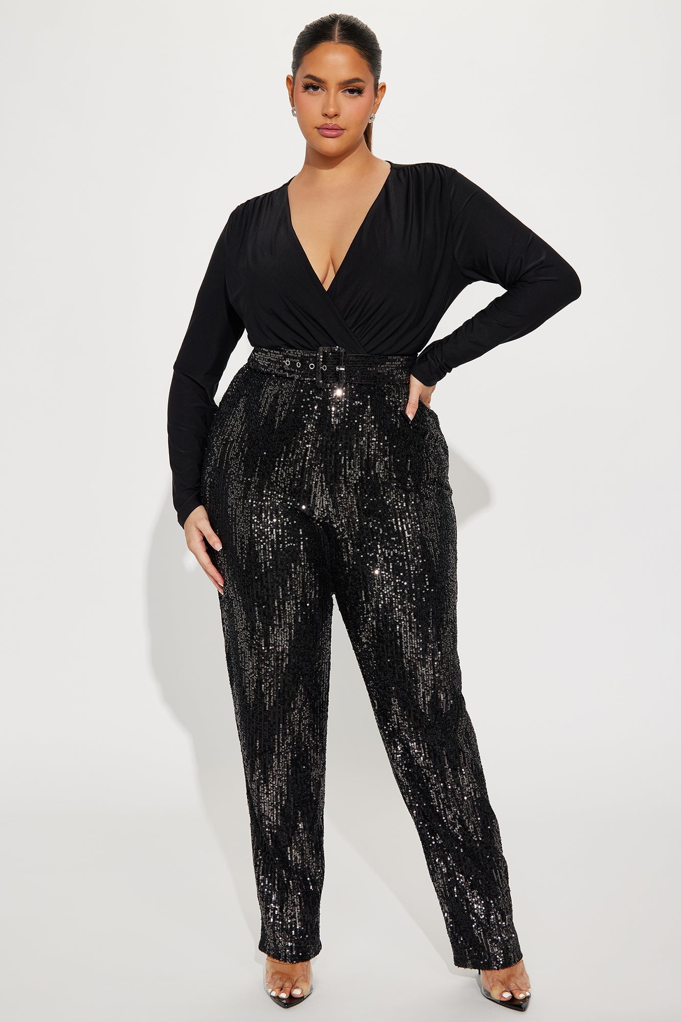 Shine For You Sequin Jumpsuit FN - Black