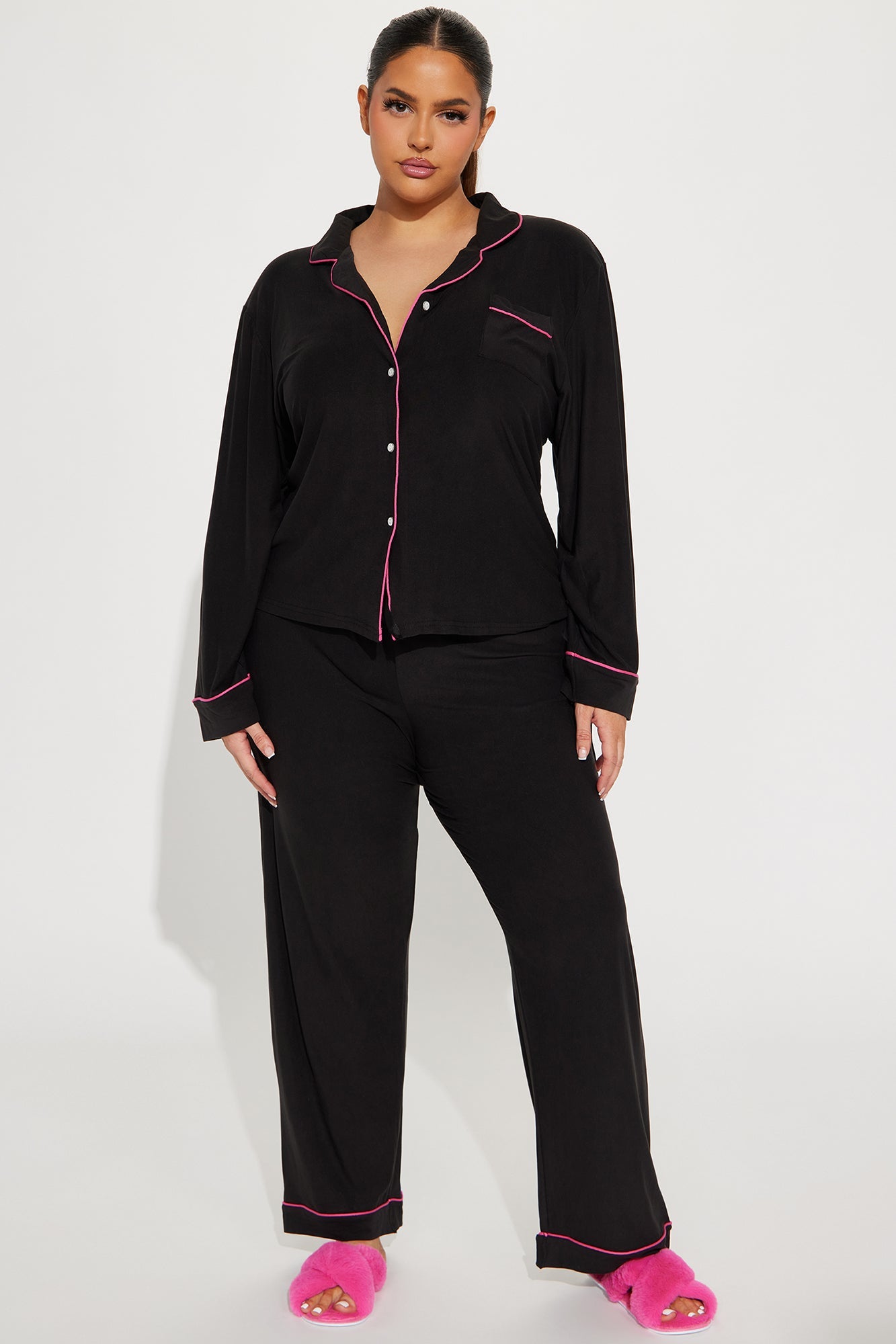 Kiss Me PJ Pant Set - Black/Pink