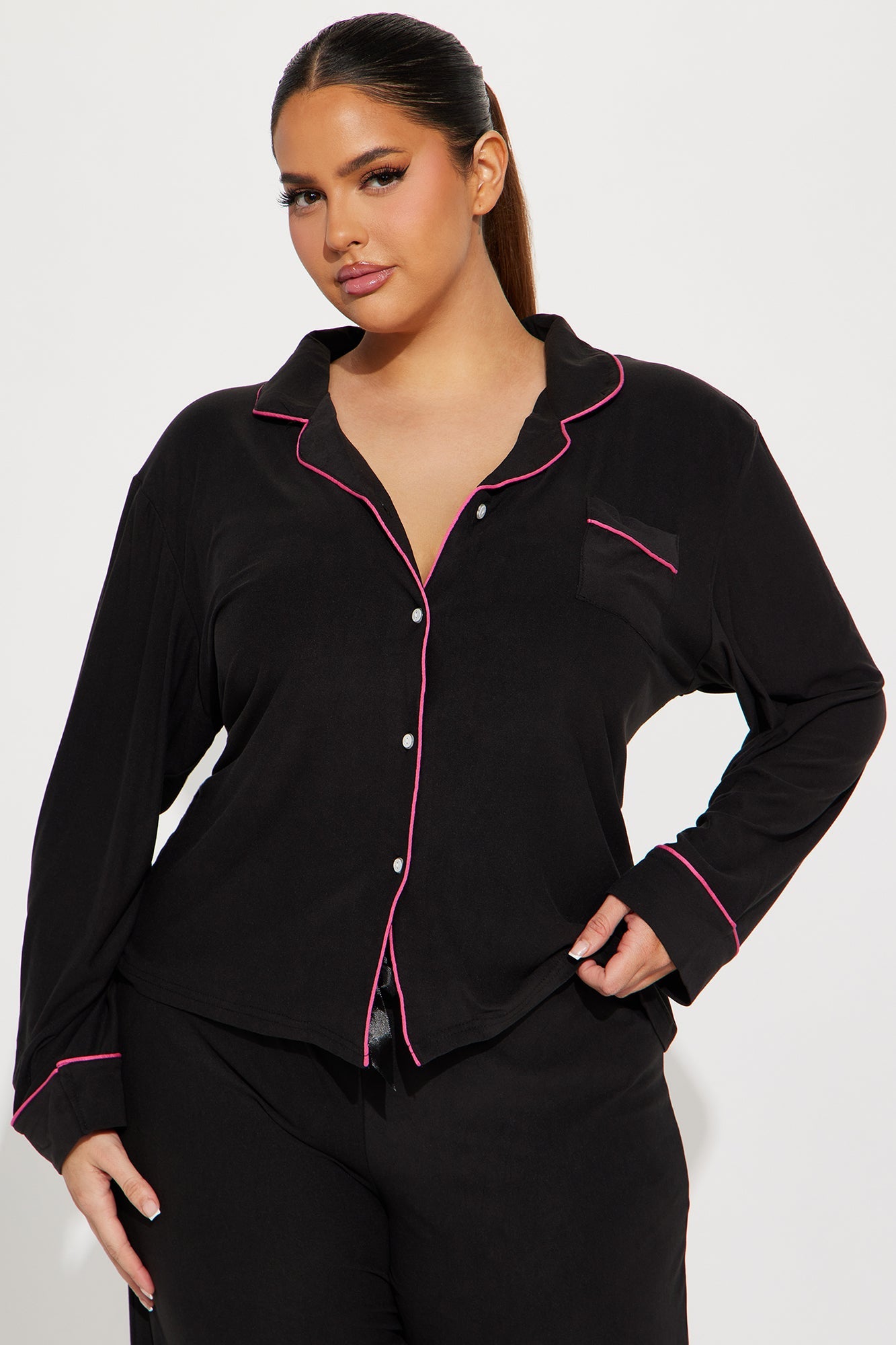 Kiss Me PJ Pant Set - Black/Pink