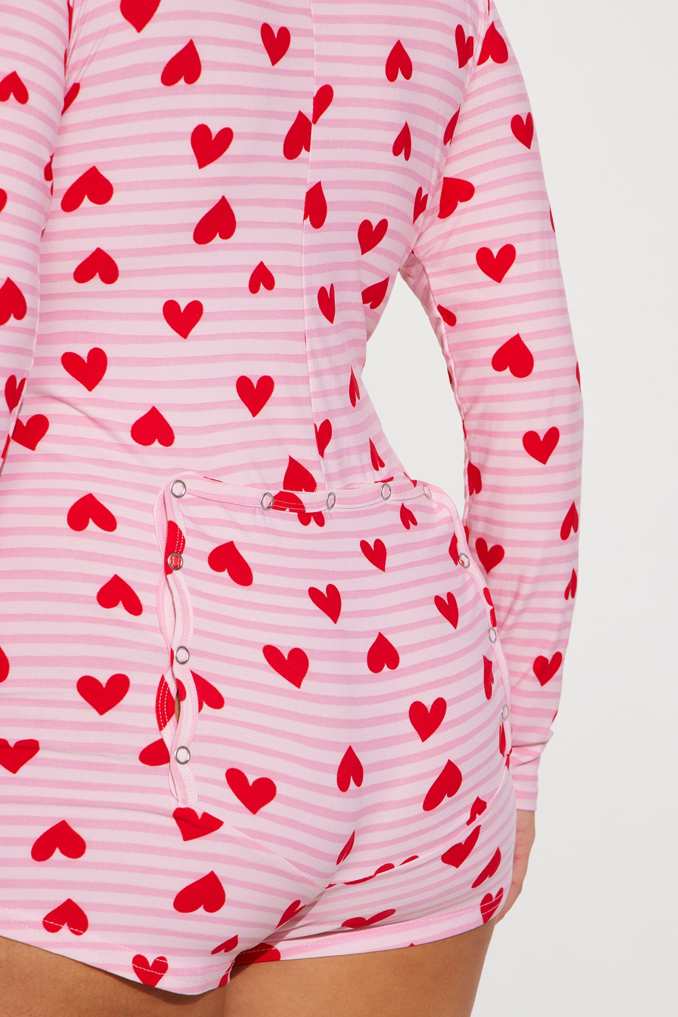 All My Heart Long Sleeve PJ Romper Onesie - Red/combo
