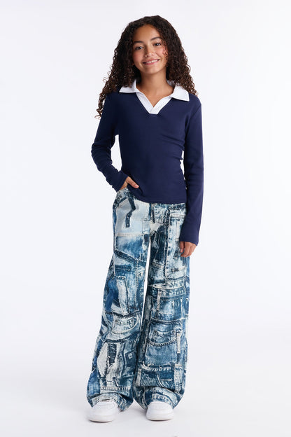 Mini My Next Move Wide Leg Jeans - Medium Wash