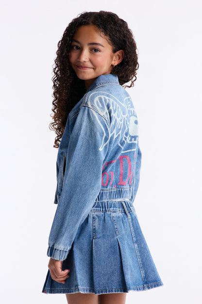 Mini Von Dutch Denim Bomber Jacket - Medium Wash