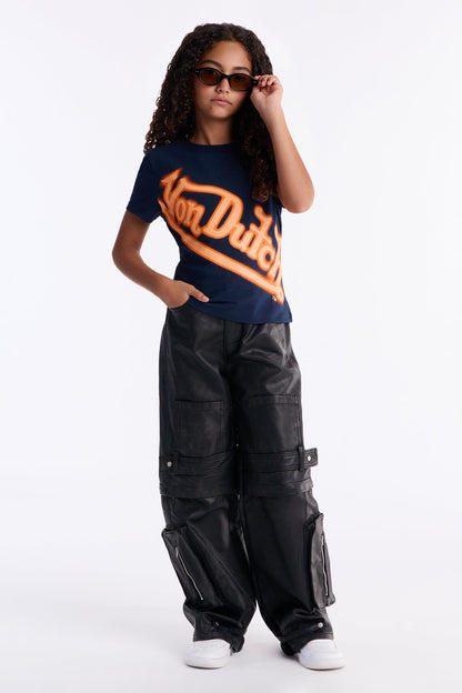 Mini Von Dutch Wrapped Logo Short Sleeve Tee - Navy