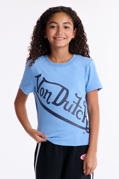 Mini Von Dutch Wrapped Logo Short Sleeve Tee - Blue