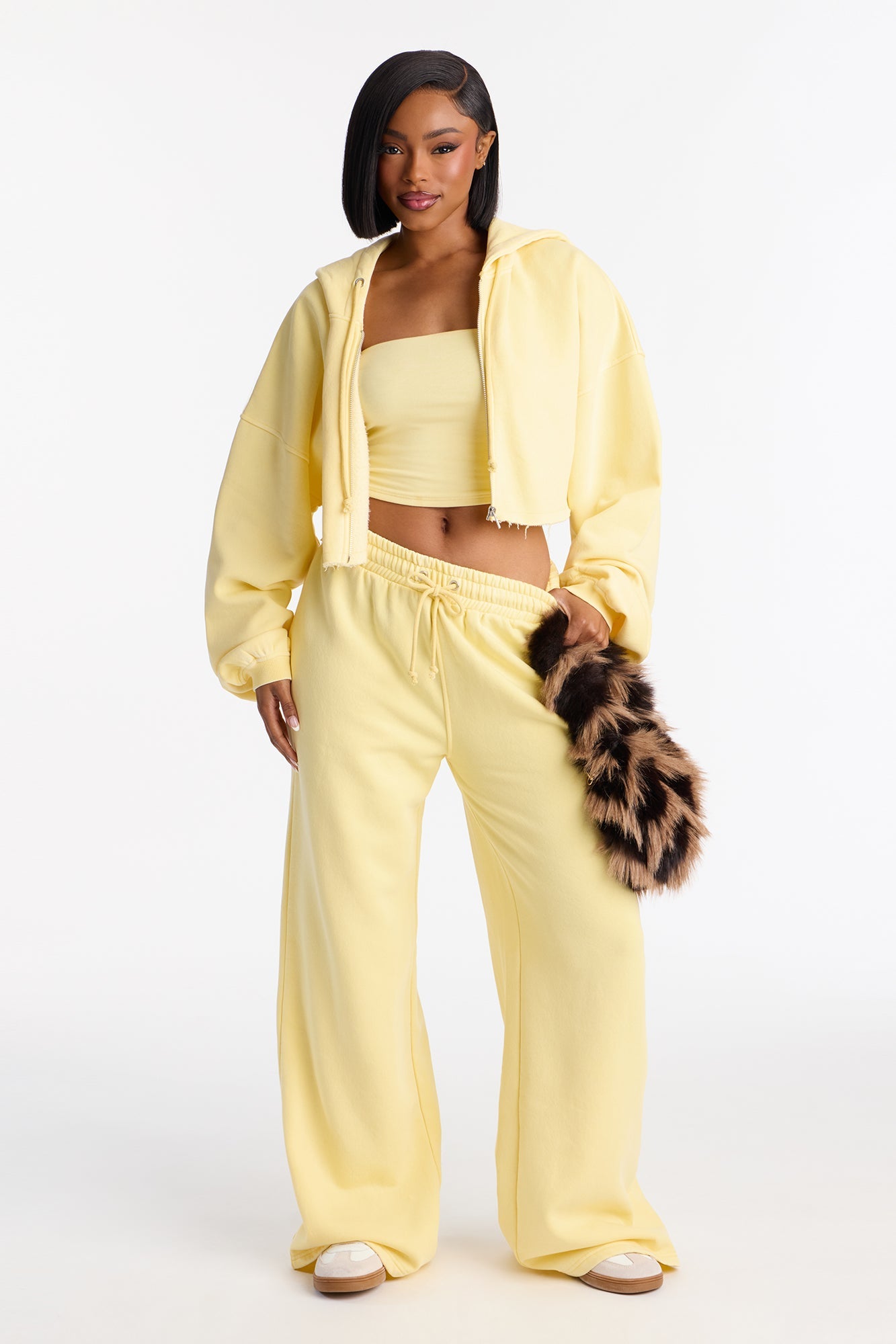 On The Go Fleece Pant Set - Yellow