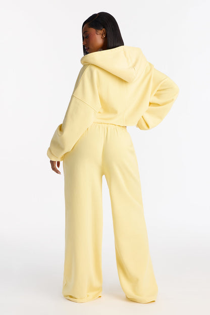 On The Go Fleece Pant Set - Yellow