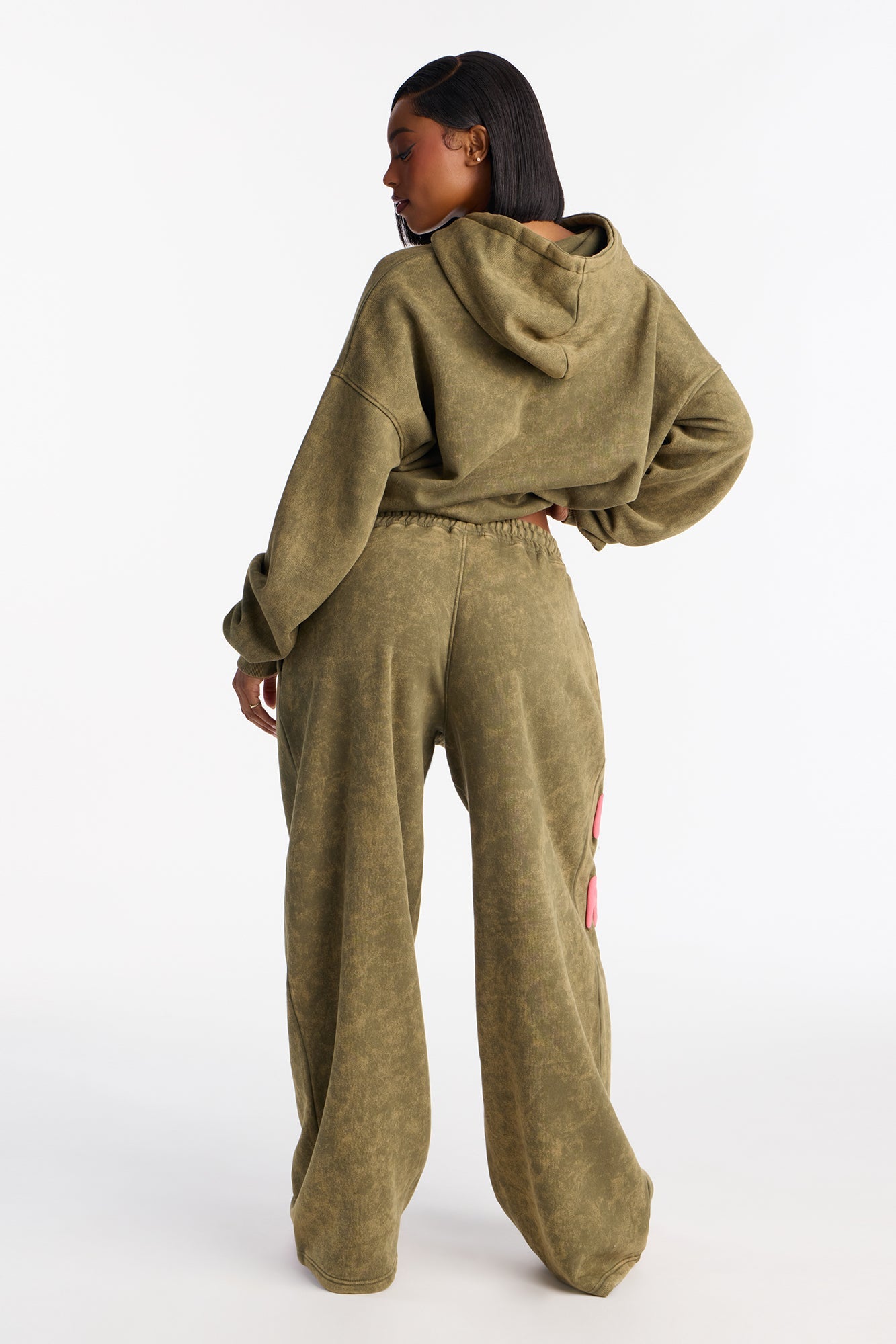 Delicate But Powerful Fleece Hoodie Pant Set - Olive