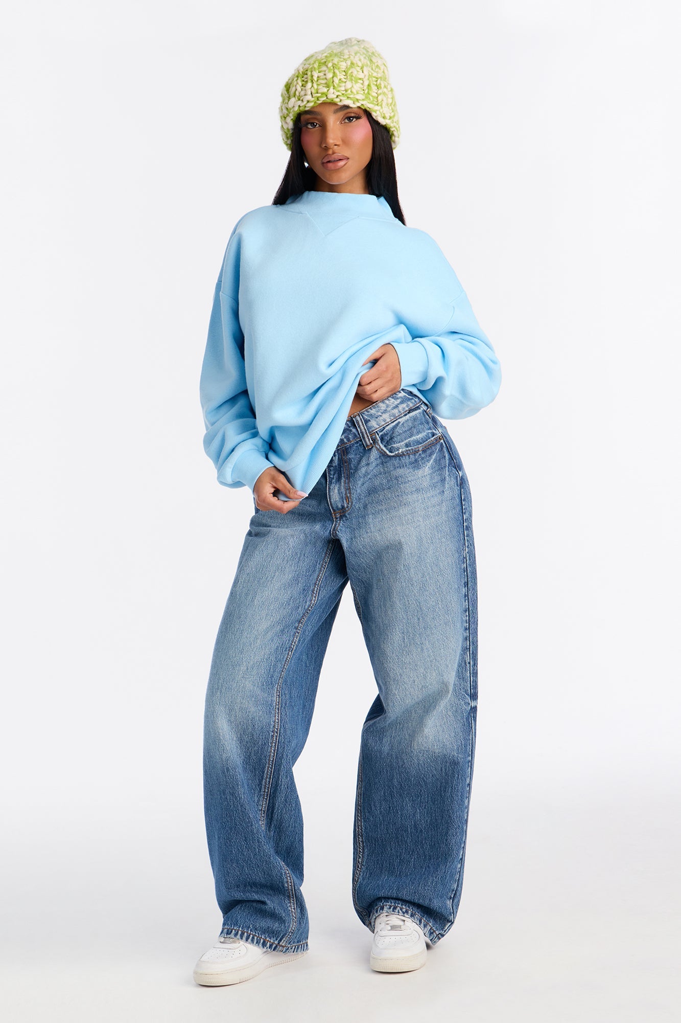 The Classic Mock Neck Sweatshirt - Light Blue