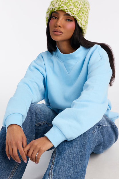 The Classic Mock Neck Sweatshirt - Light Blue