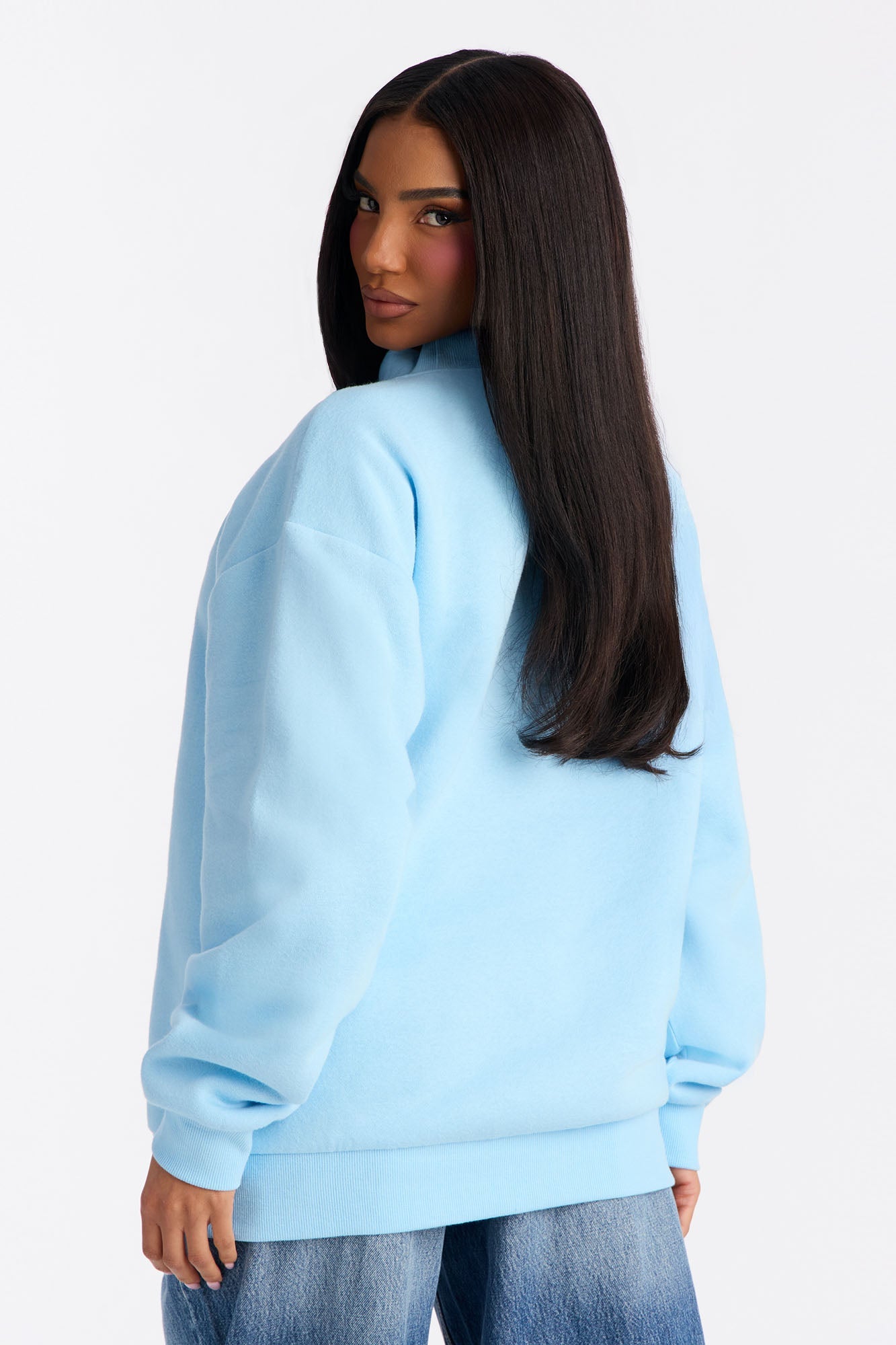 The Classic Mock Neck Sweatshirt - Light Blue