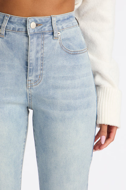 All That Glitter Foil Stretch Skinny Jeans - Light Wash