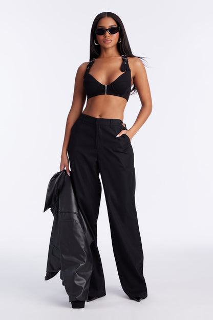 Here On Business Twill Rigid Wide Leg Pant 33 - Black