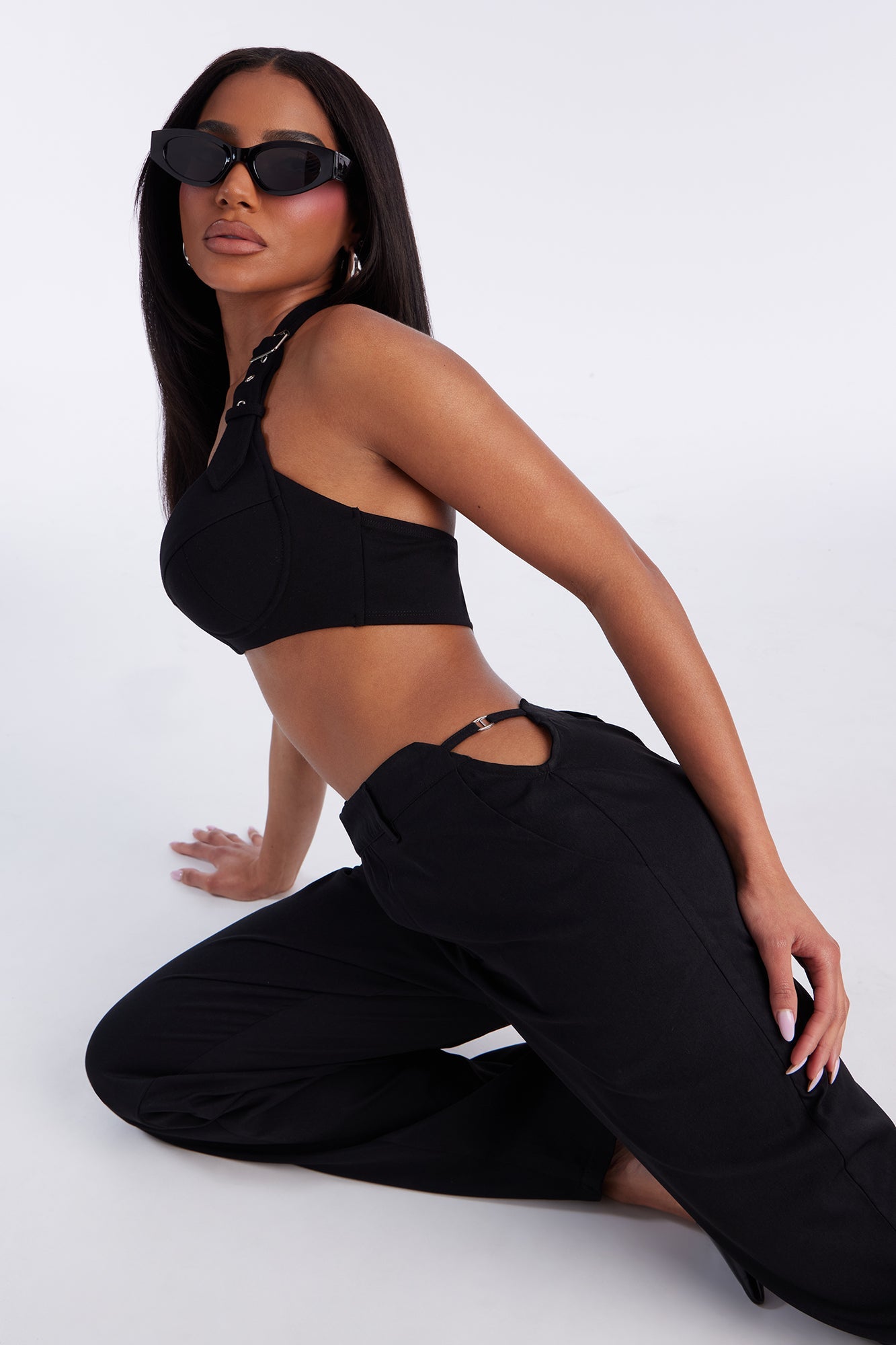 Here On Business Twill Rigid Wide Leg Pant 33 - Black