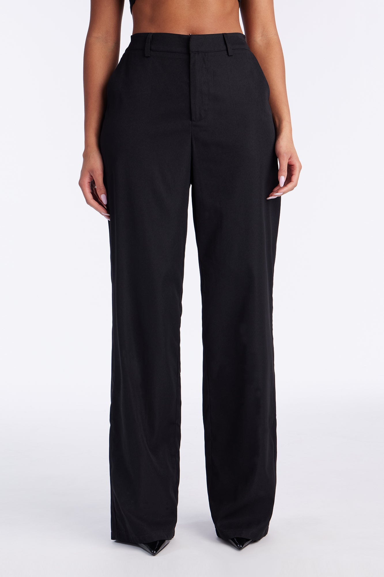 Here On Business Twill Rigid Wide Leg Pant 33 - Black