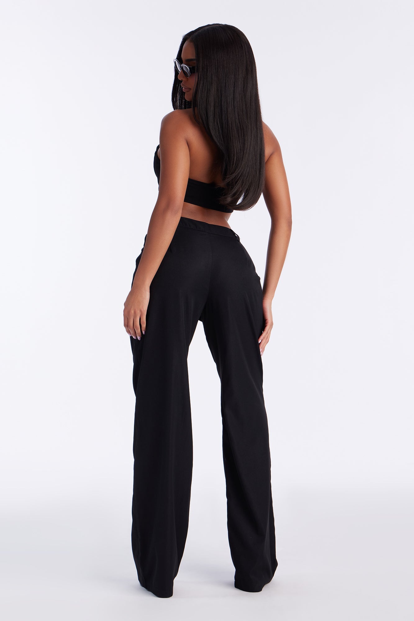 Here On Business Twill Rigid Wide Leg Pant 33 - Black