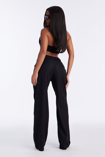 Here On Business Twill Rigid Wide Leg Pant 33 - Black