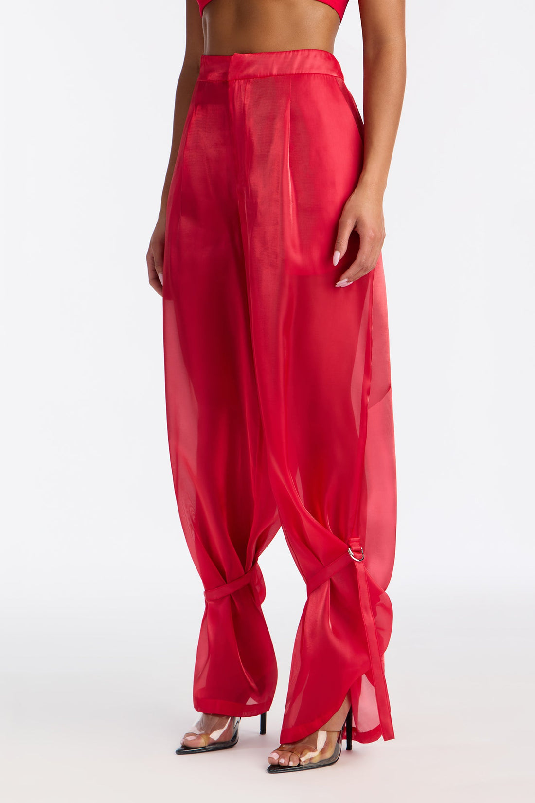 Made You Look Organza Wide Leg Pant - Red