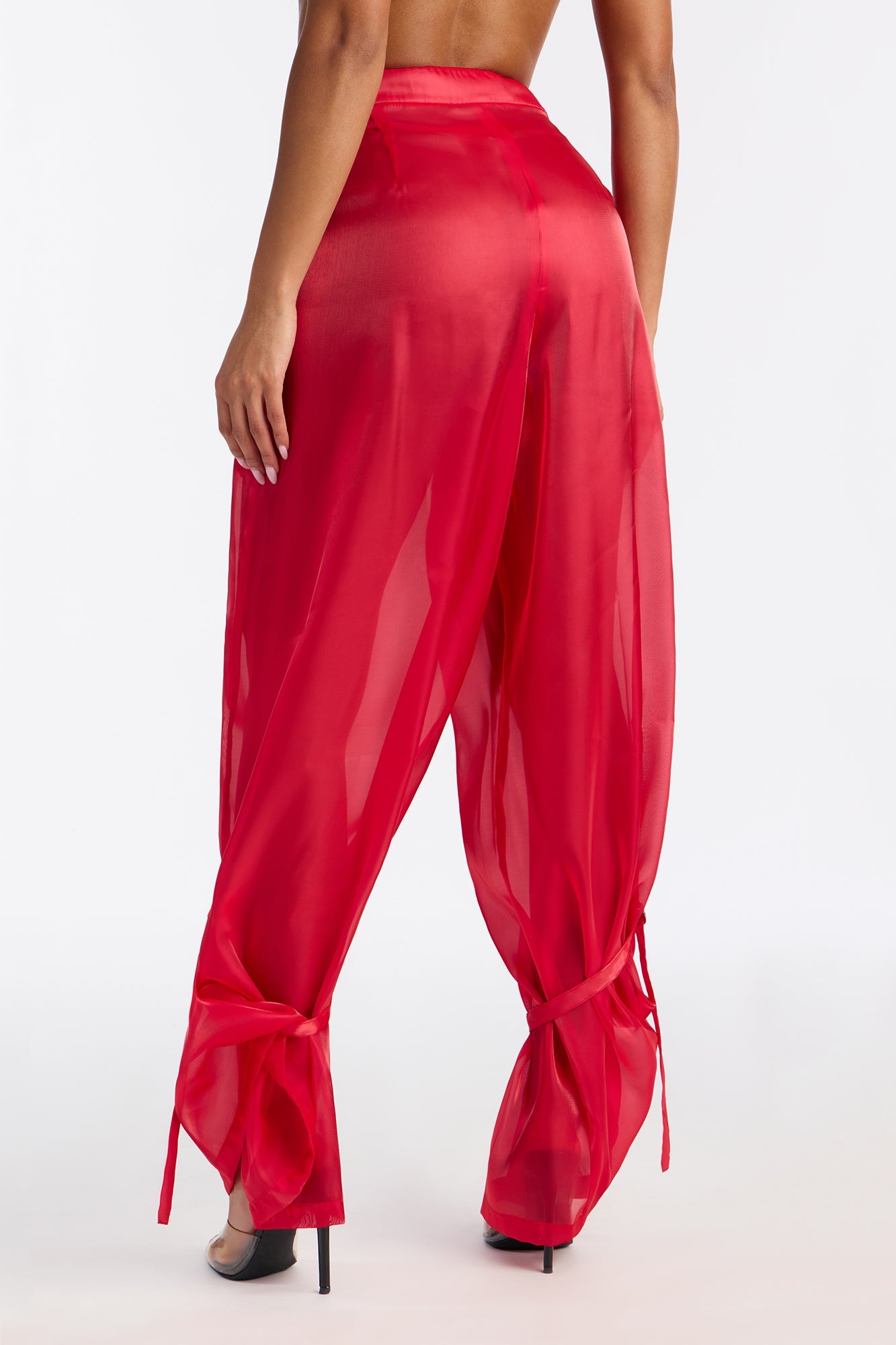 Made You Look Organza Wide Leg Pant - Red