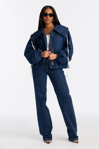 Keep It Stashed Denim Jacket - Dark Wash
