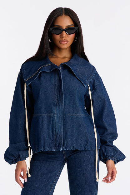 Keep It Stashed Denim Jacket - Dark Wash