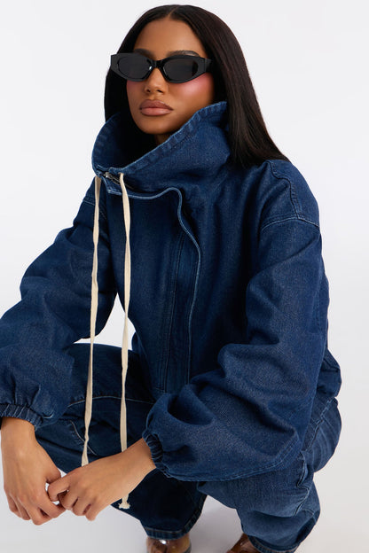 Keep It Stashed Denim Jacket - Dark Wash