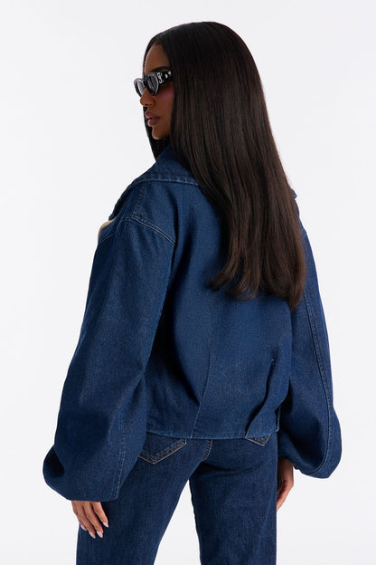 Keep It Stashed Denim Jacket - Dark Wash