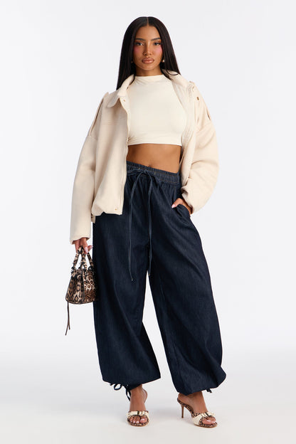 Bali Balloon Drawstring Jeans - Dark Denim