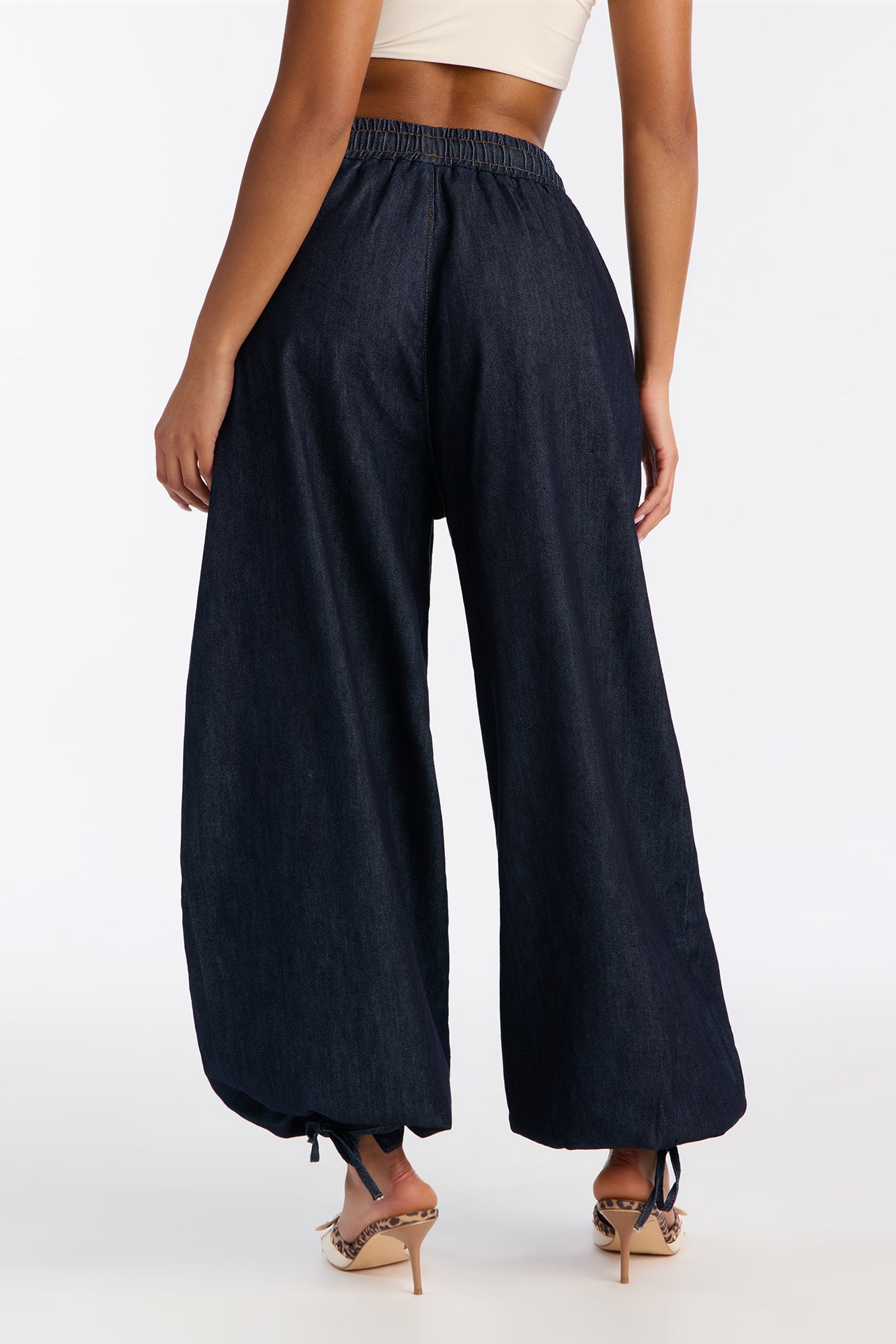 Bali Balloon Drawstring Jeans - Dark Denim