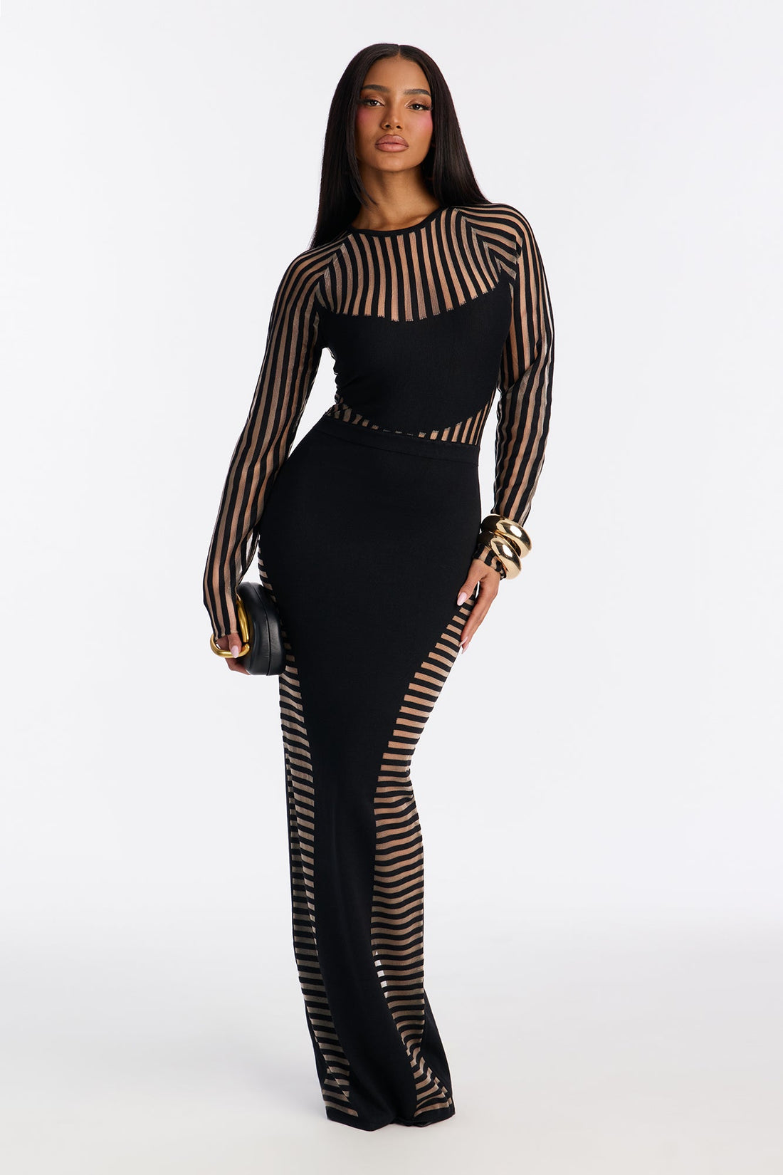 Sleeker Than You Striped Maxi Dress - Black