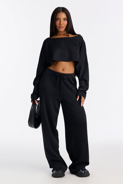 Match My Vibe Modal Lounge Top - Black