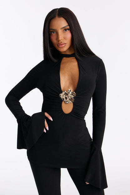 Sugar High Ruffle And Flare Pant Set - Black
