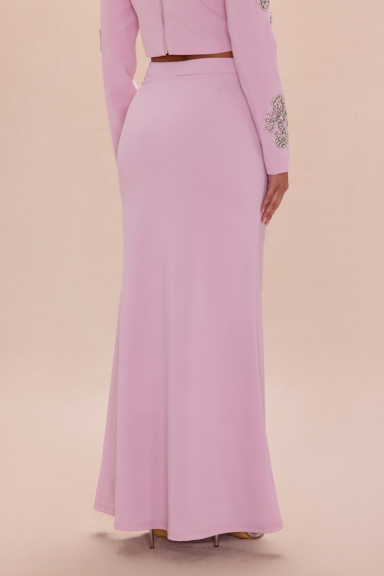Monique Rhinestone Embellished Maxi Skirt - Pink