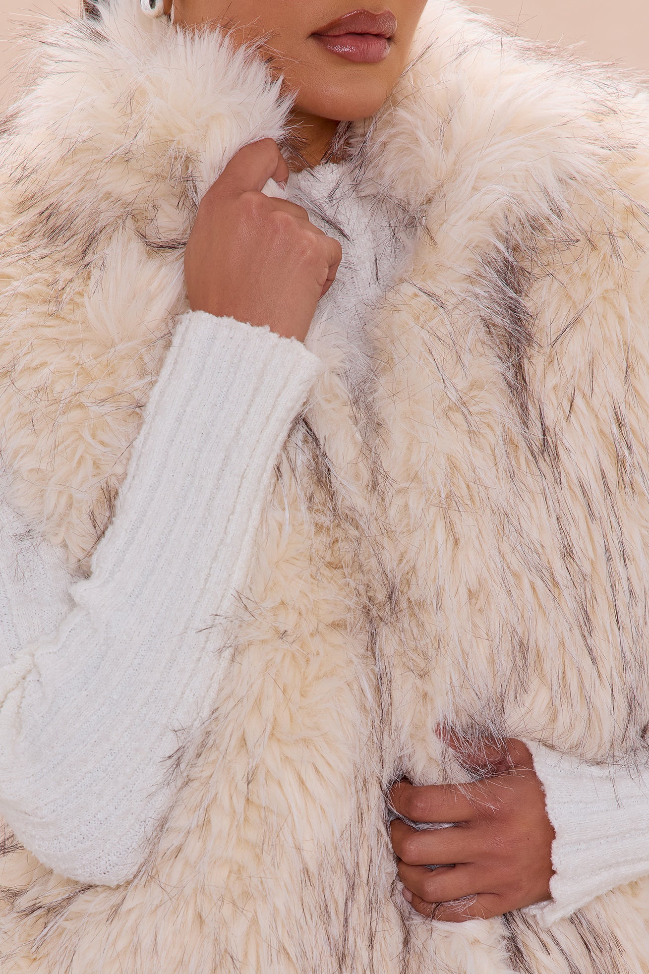 Shea Faux Fur Vest - Cream/combo