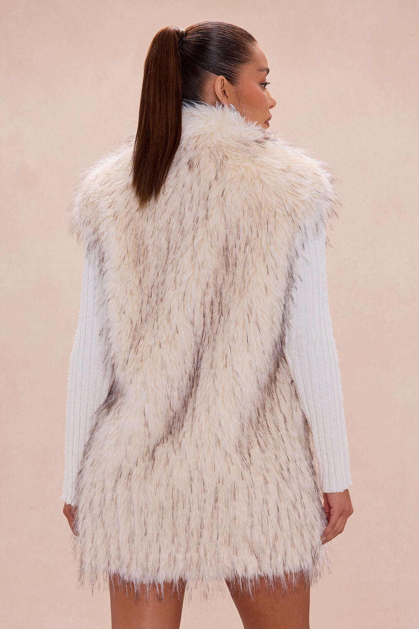 Shea Faux Fur Vest - Cream/combo